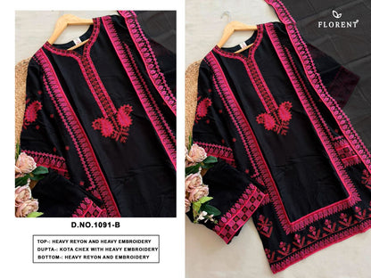 Ivory White & Indigo Blue Embroidered Kurti Set with Dupatta